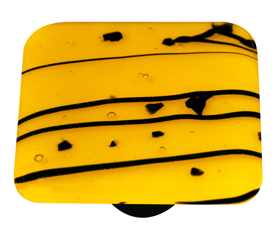 Aquila HK3109-KB: 1-1/2" Mardi Gras Square Cabinet Knob w/Black Post - Black/Sunflower Yellow
