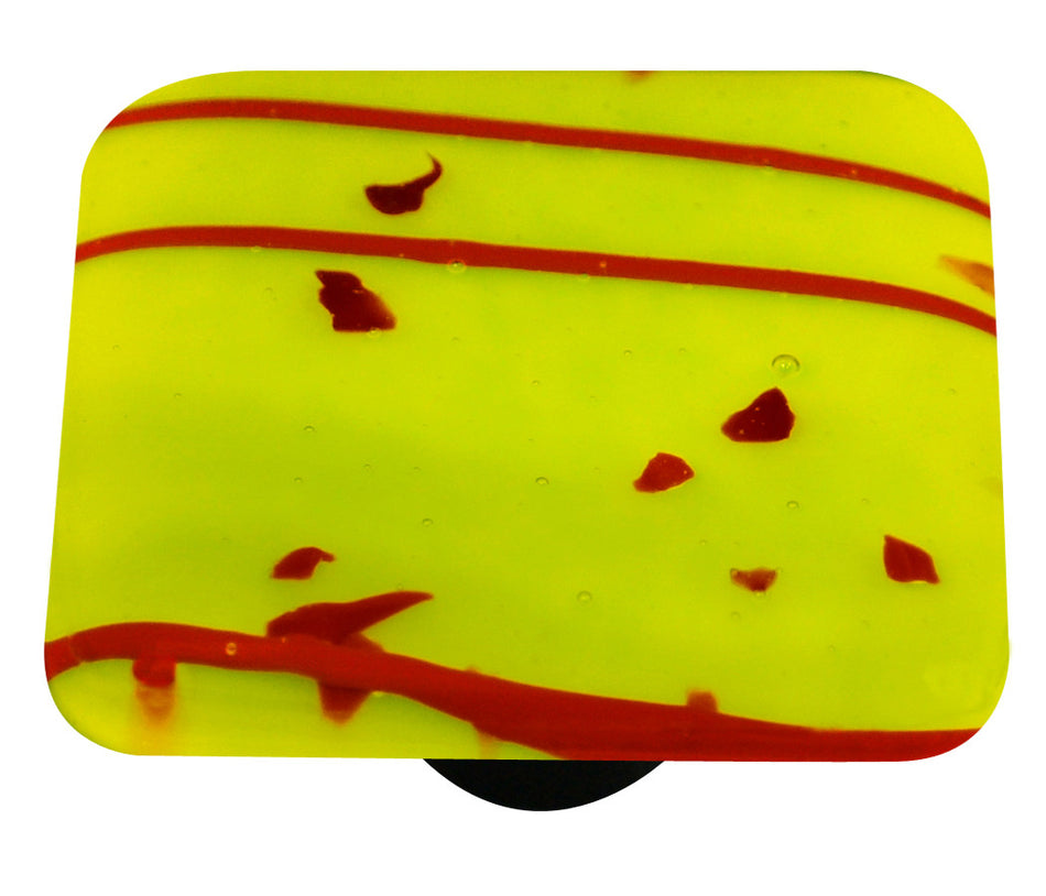 Aquila HK3110-KB: 1-1/2" Mardi Gras Square Cabinet Knob w/Black Post - Red/Spring Green