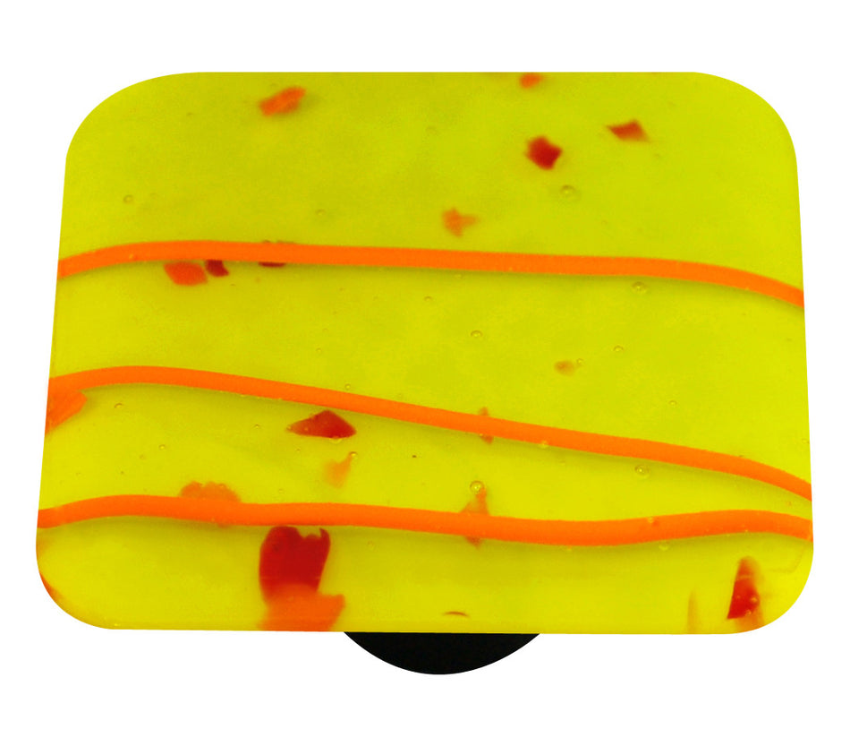 Aquila HK3111-KB: 1-1/2" Mardi Gras Square Cabinet Knob w/Black Post - Orange/Spring Green