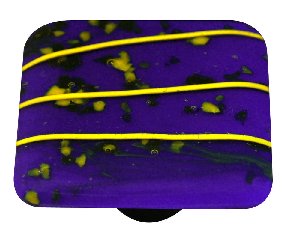 Aquila HK3116-KB: 1-1/2" Mardi Gras Square Cabinet Knob w/Black Post - Yellow/Cobalt Blue