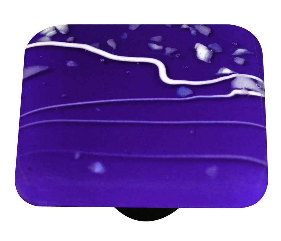 Aquila HK3117-KA: 1-1/2" Mardi Gras Square Cabinet Knob w/Aluminum Post - White/Cobalt Blue