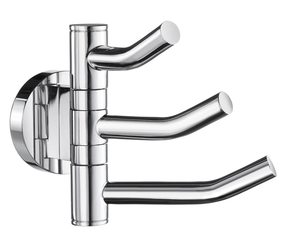 Smedbo HK327: Home Triple Swing Arm Wall Hook - Polished Chrome