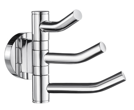 Smedbo HK327: Home Triple Swing Arm Wall Hook - Polished Chrome