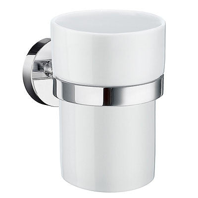 Smedbo HK343P: Home Wall Mounted Tumbler w/Holder - White Porcelain/Polished Chrome