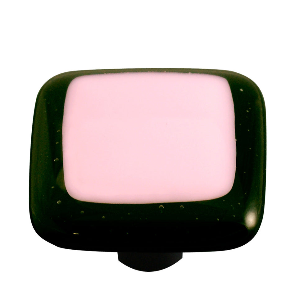 Aquila HK5000-KB: 1-1/2" Borders Square Cabinet Knob w/Black Post - Black/Petal Pink