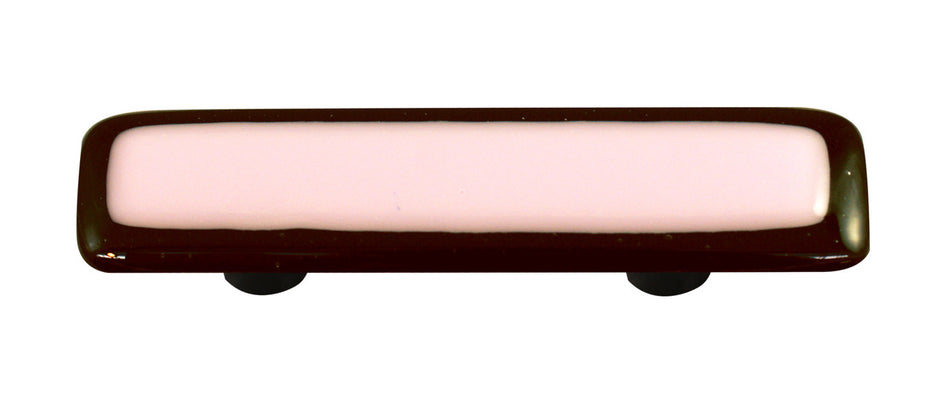 Aquila HK5000-PA: 3" cc Borders Rectangle Cabinet Pull w/Aluminum Post - Black/Petal Pink