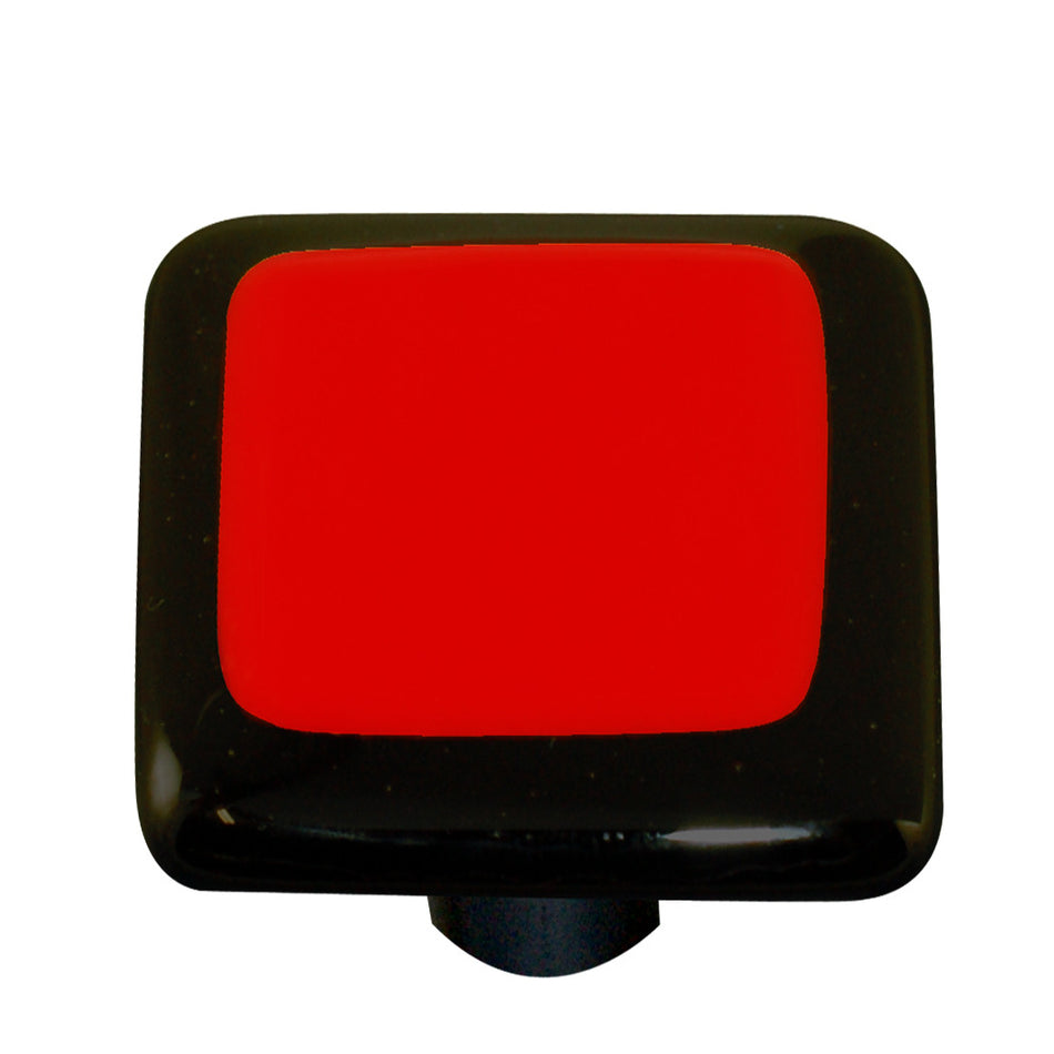 Aquila HK5001-KB: 1-1/2" Borders Square Cabinet Knob w/Black Post - Black/Brick Red