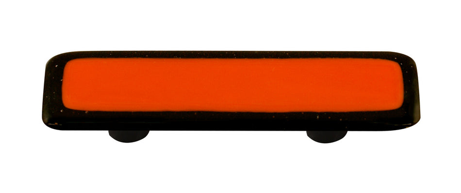 Aquila HK5002-PB: 3" cc Borders Rectangle Cabinet Pull w/Black Post - Black/Opal Orange