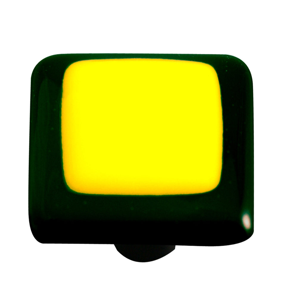 Aquila HK5003-KB: 1-1/2" Borders Square Cabinet Knob w/Black Post - Black/Sunflower Yellow