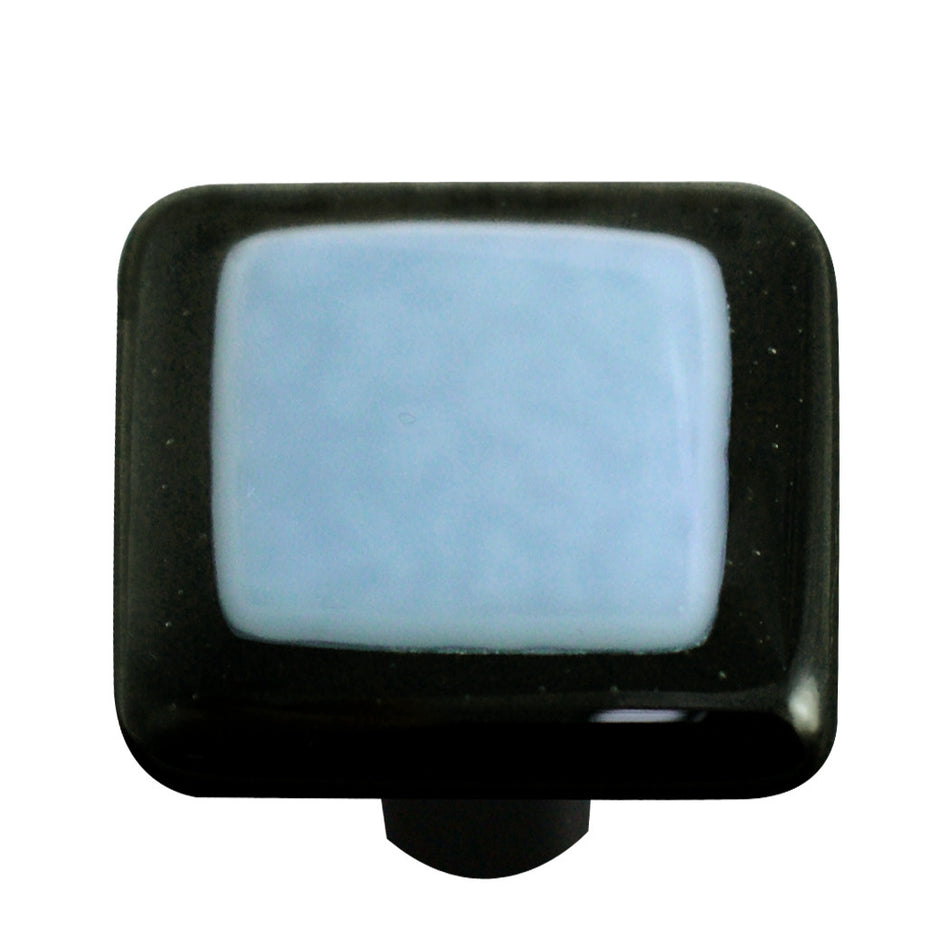 Aquila HK5005-KB: 1-1/2" Borders Square Cabinet Knob w/Black Post - Black/Powder Blue