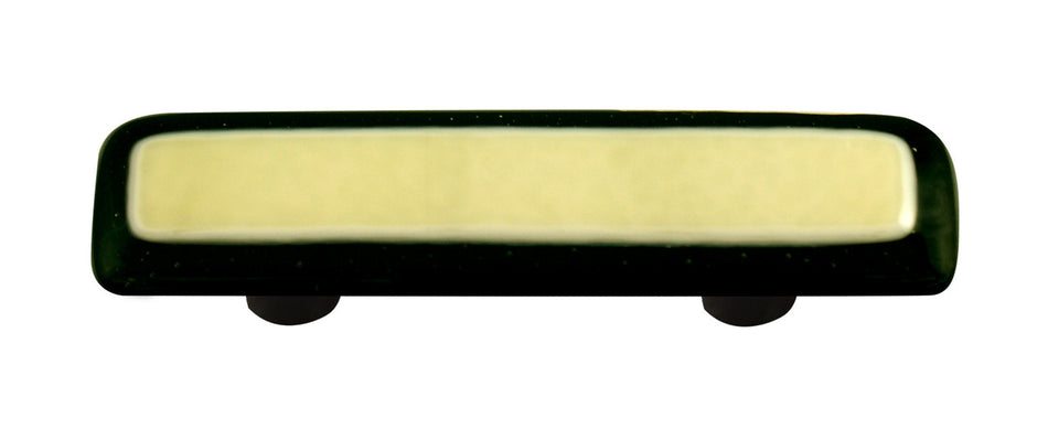 Aquila HK5007-PB: 3" cc Borders Rectangle Cabinet Pull w/Black Post - Black/French Vanilla