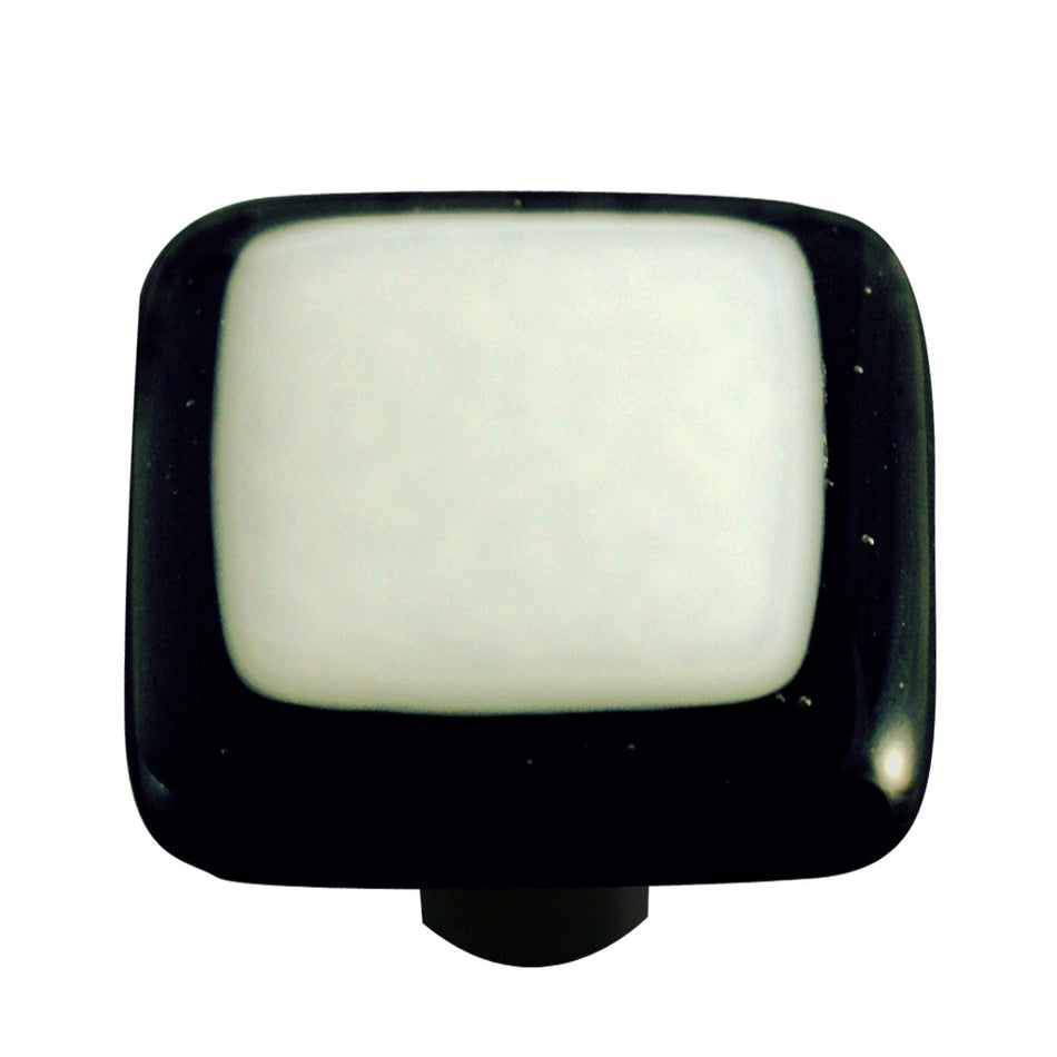 Aquila HK5008-KA: 1-1/2" Borders Square Cabinet Knob w/Aluminum Post - Black/White