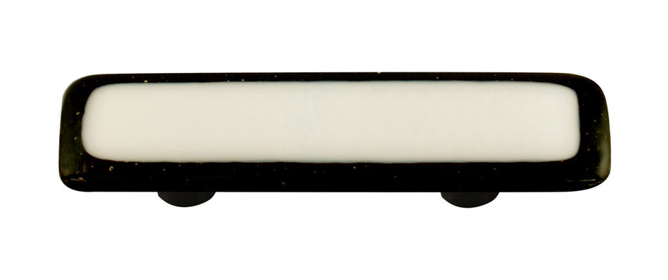 Aquila HK5008-PB: 3" cc Borders Rectangle Cabinet Pull w/Black Post - Black/White