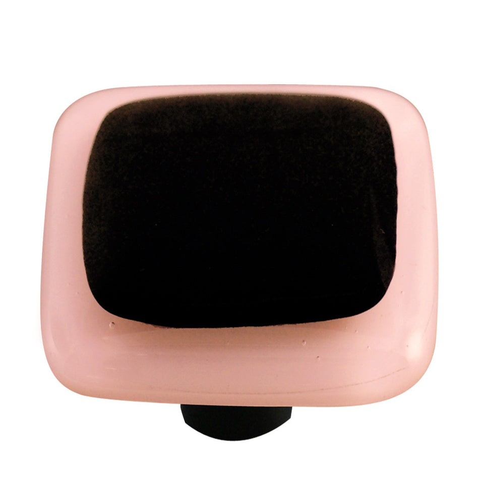 Aquila HK5050-KB: 1-1/2" Borders Square Cabinet Knob w/Black Post - Petal Pink/Black