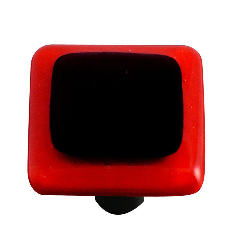 Aquila HK5051-KB: 1-1/2" Borders Square Cabinet Knob w/Black Post - Brick Red/Black