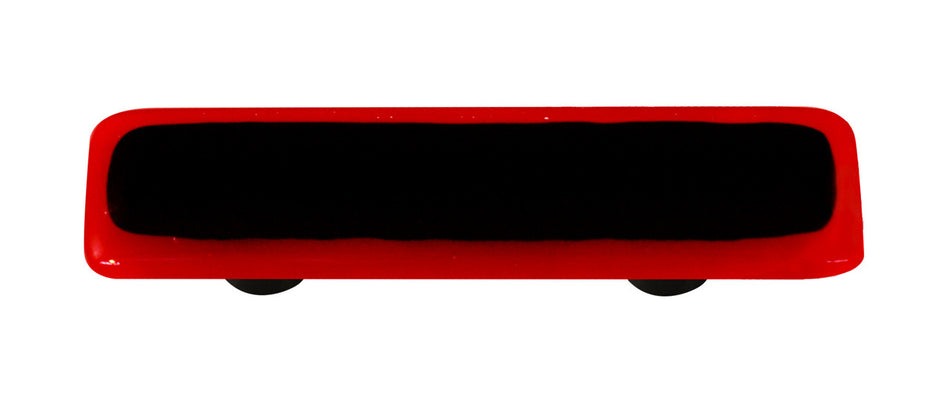 Aquila HK5051-PB: 3" cc Borders Rectangle Cabinet Pull w/Black Post - Brick Red/Black