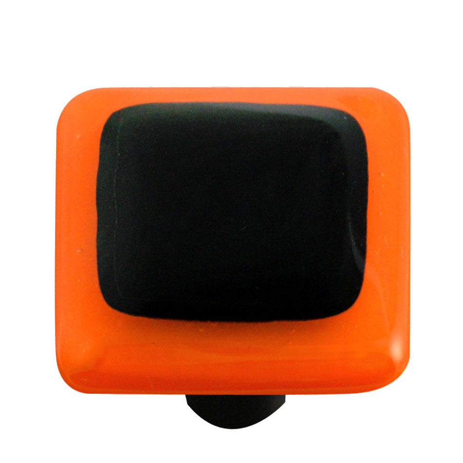 Aquila HK5052-KA: 1-1/2" Borders Square Cabinet Knob w/Aluminum Post - Opal Orange/Black