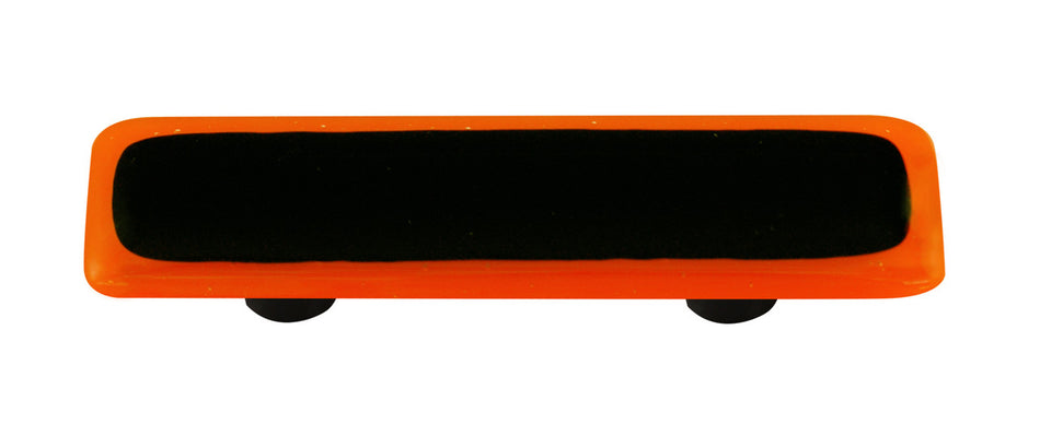 Aquila HK5052-PB: 3" cc Borders Rectangle Cabinet Pull w/Black Post - Opal Orange/Black
