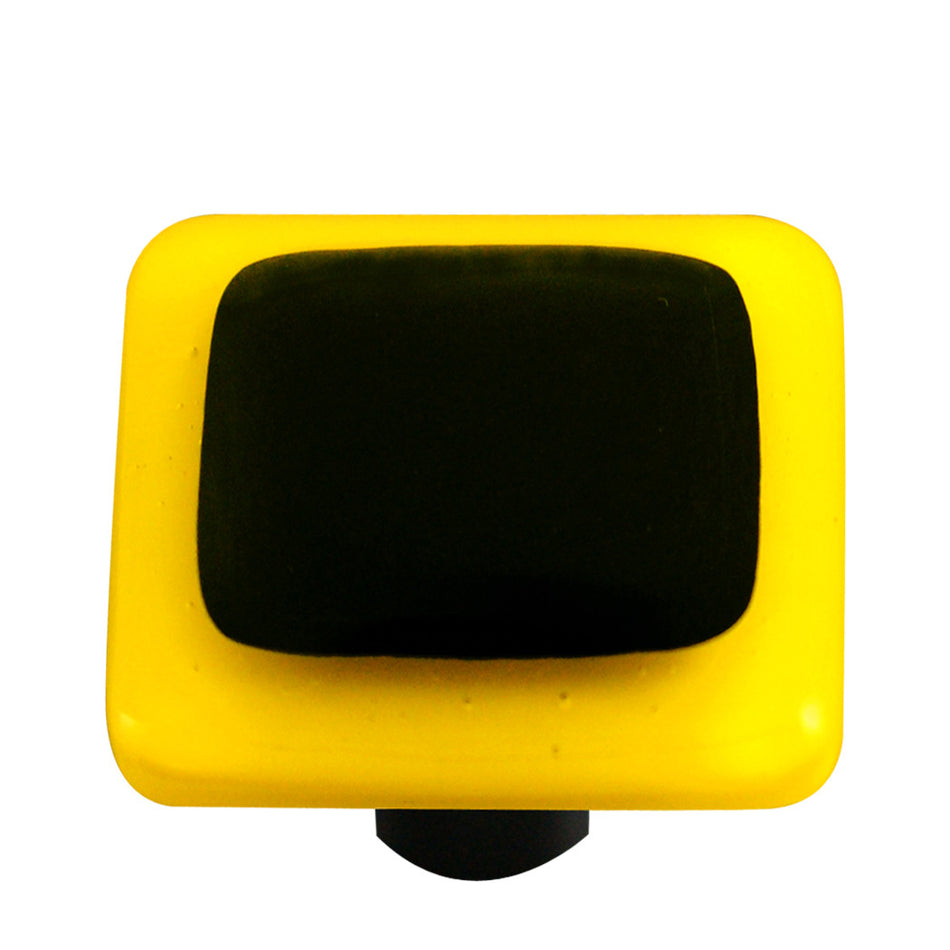 Aquila HK5053-KA: 1-1/2" Borders Square Cabinet Knob w/Aluminum Post - Sunflower Yellow/Black