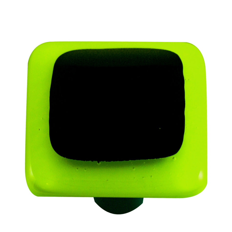 Aquila HK5054-KA: 1-1/2" Borders Square Cabinet Knob w/Aluminum Post - Spring Green/Black