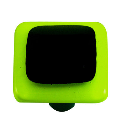 Aquila HK5054-KA: 1-1/2" Borders Square Cabinet Knob w/Aluminum Post - Spring Green/Black