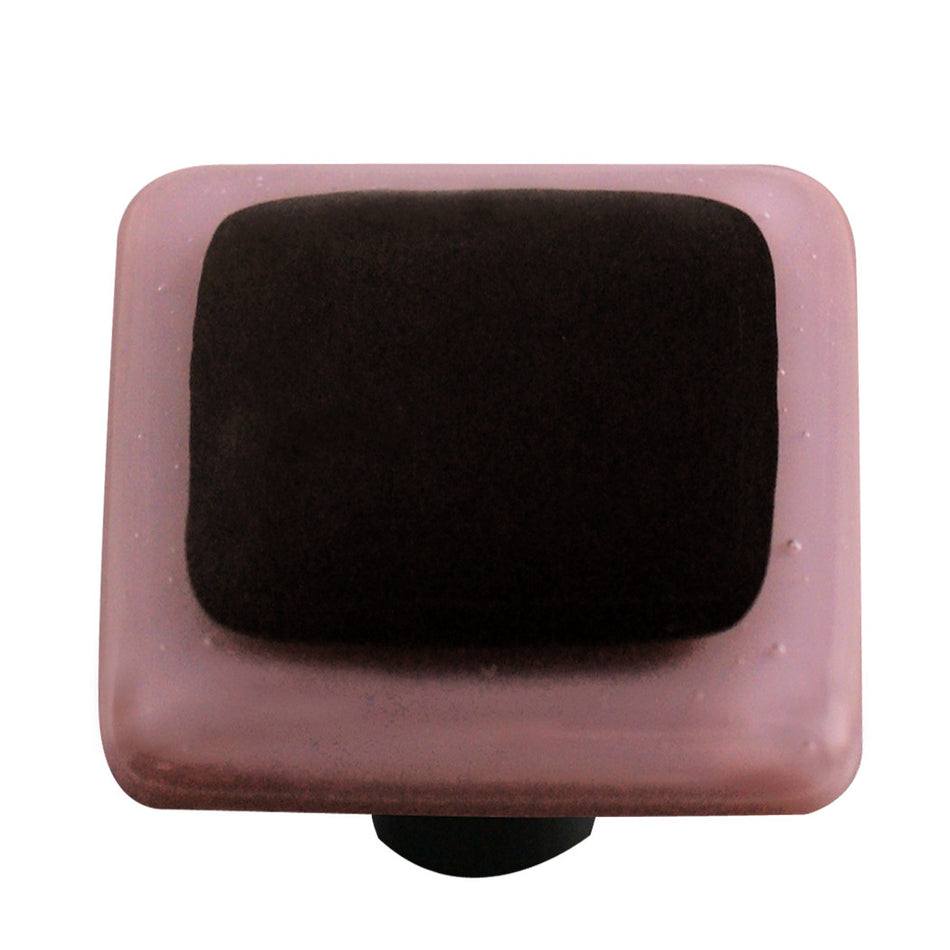 Aquila HK5056-KA: 1-1/2" Borders Square Cabinet Knob w/Aluminum Post - Dusty Lilac/Black