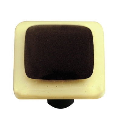 Aquila HK5057-KA: 1-1/2" Borders Square Cabinet Knob w/Aluminum Post - French Vanilla/Black
