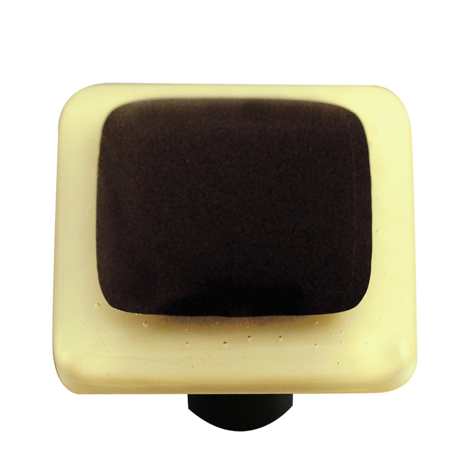 Aquila HK5057-KB: 1-1/2" Borders Square Cabinet Knob w/Black Post - French Vanilla/Black