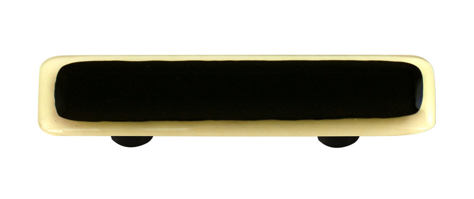 Aquila HK5057-PB: 3" cc Borders Rectangle Cabinet Pull w/Black Post - French Vanilla/Black