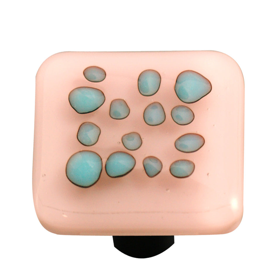 Aquila HK6000-KB: 1-1/2" Reactive Square Cabinet Knob w/Black Post - Clear/Petal Pink