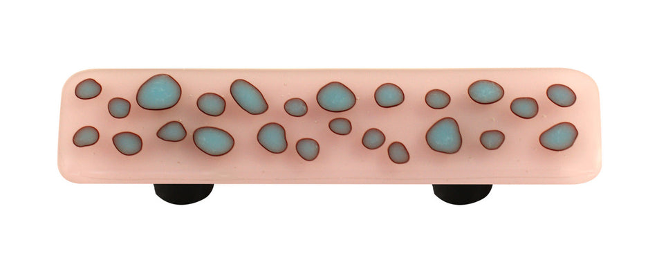 Aquila HK6000-PB: 3" cc Reactive Rectangle Cabinet Pull w/Black Post - Clear/Petal Pink