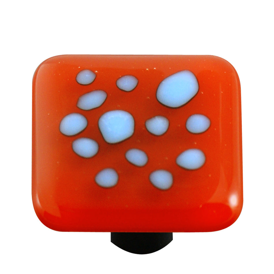 Aquila HK6001-KA: 1-1/2" Reactive Square Cabinet Knob w/Aluminum Post - Clear/Brick Red