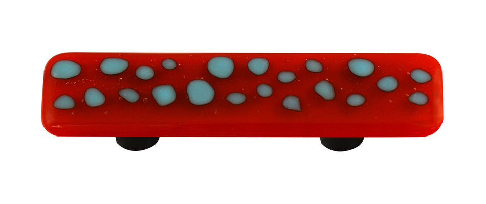 Aquila HK6001-PB: 3" cc Reactive Rectangle Cabinet Pull w/Black Post - Clear/Brick Red