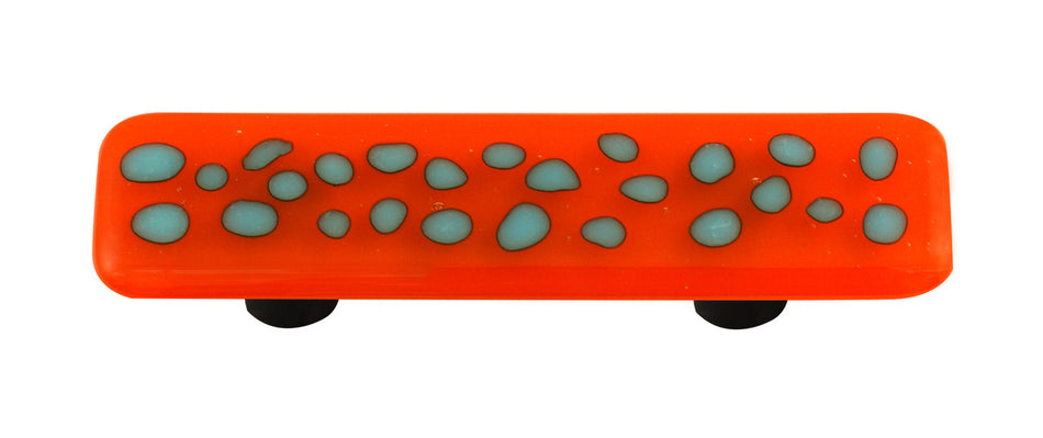 Aquila HK6002-PB: 3" cc Reactive Rectangle Cabinet Pull w/Black Post - Clear/Opal Orange