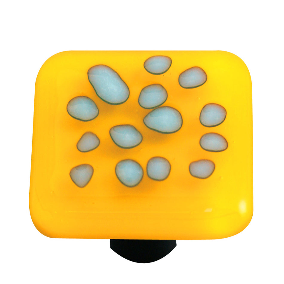 Aquila HK6003-KB: 1-1/2" Reactive Square Cabinet Knob w/Black Post - Clear/Sunflower Yellow