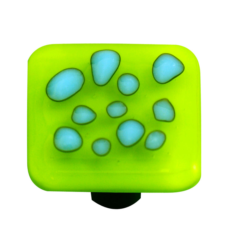 Aquila HK6004-KB: 1-1/2" Reactive Square Cabinet Knob w/Black Post - Clear/Spring Green