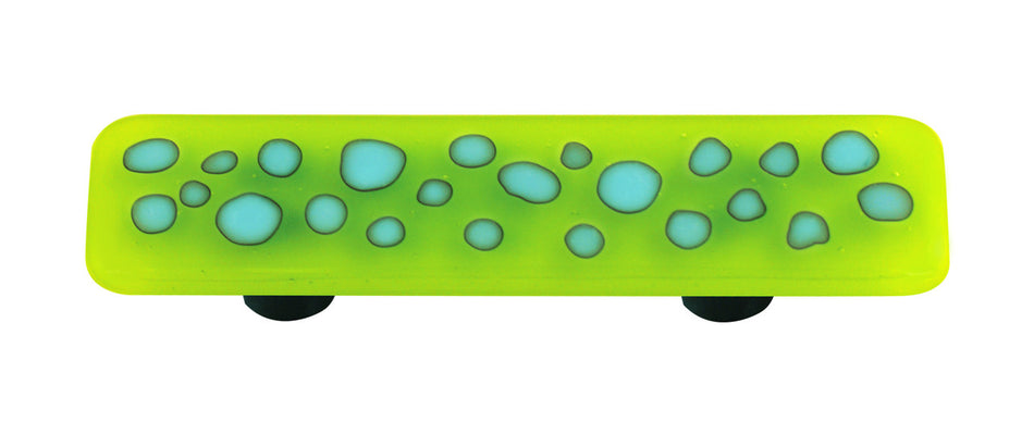 Aquila HK6004-PB: 3" cc Reactive Rectangle Cabinet Pull w/Black Post - Clear/Spring Green