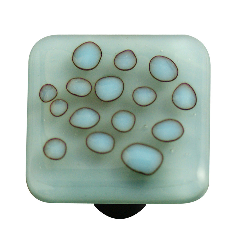 Aquila HK6005-KB: 1-1/2" Reactive Square Cabinet Knob w/Black Post - Clear/Powder Blue