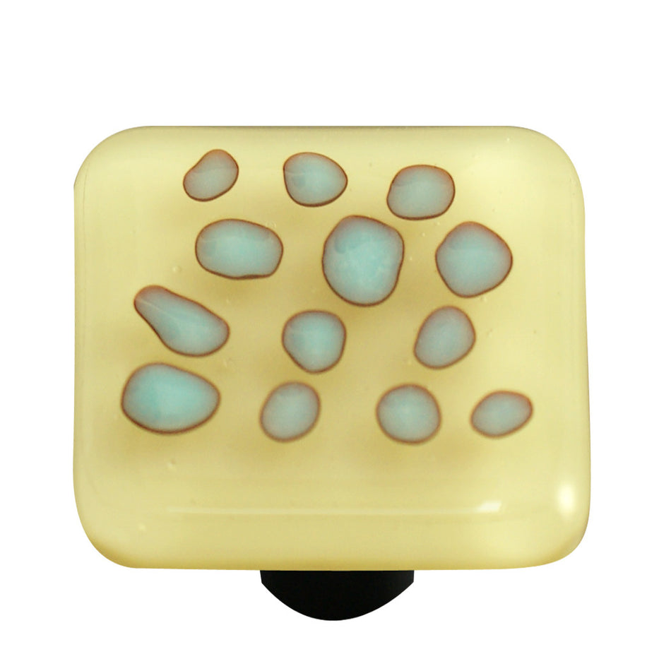 Aquila HK6007-KA: 1-1/2" Reactive Square Cabinet Knob w/Aluminum Post - Clear/French Vanilla