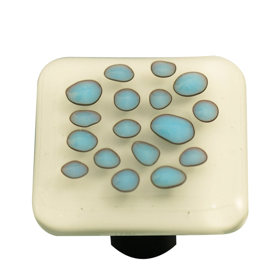 Aquila HK6008-KB: 1-1/2" Reactive Square Cabinet Knob w/Black Post - Clear/White