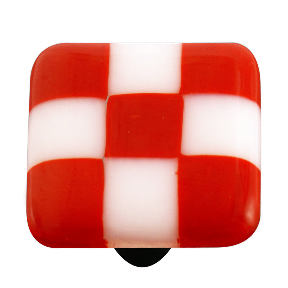 Aquila HK7000-KB: 1-1/2" Lil Squares Square Cabinet Knob w/Black Post - Brick Red/White