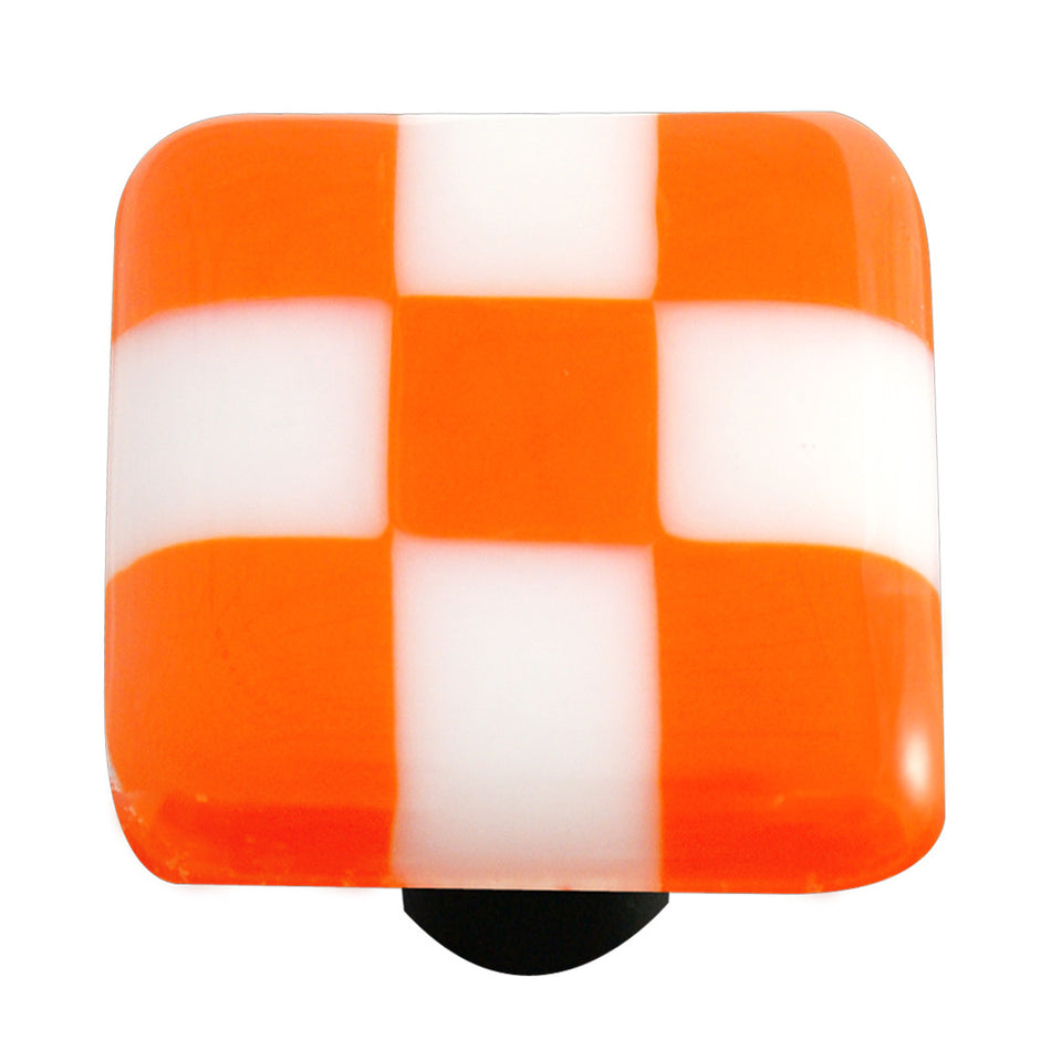 Aquila HK7001-KB: 1-1/2" Lil Squares Square Cabinet Knob w/Black Post - Opal Orange/White