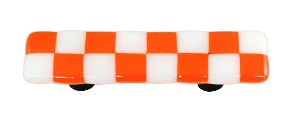 Aquila HK7001-PB: 3" cc Lil Squares Rectangle Cabinet Pull w/Black Post - Opal Orange/White
