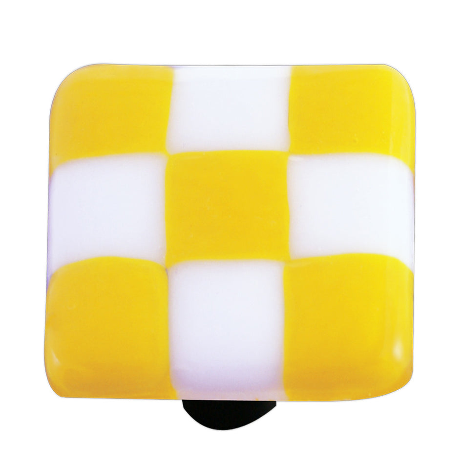 Aquila HK7002-KB: 1-1/2" Lil Squares Square Cabinet Knob w/Black Post - Sunflower Yellow/White