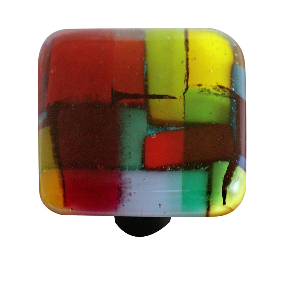 Aquila HK8000-KB: 1-1/2" Mosaic Square Cabinet Knob w/Black Post - Multiple Color