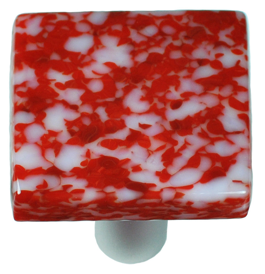 Aquila HK8050-KA: 1-1/2" Granite Square Cabinet Knob w/Aluminum Post - Red/White