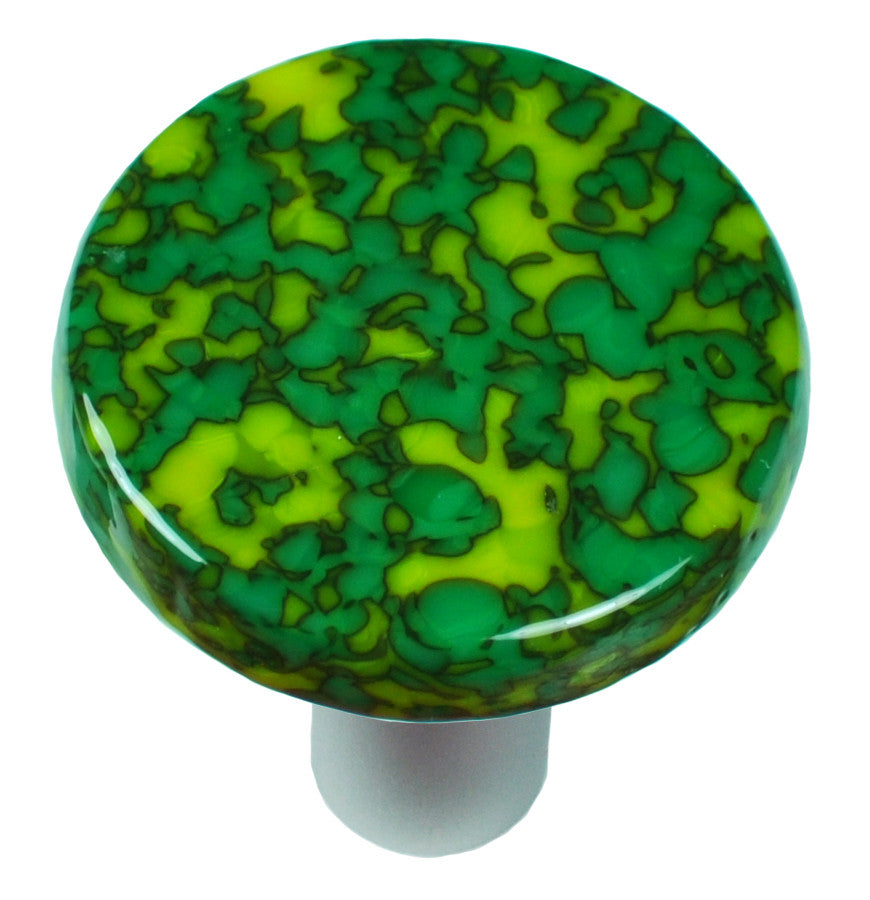 Aquila HK8051-KRA: 1-1/2" Granite Round Cabinet Knob w/Aluminum Post - Sunflower Yellow/Jade Green