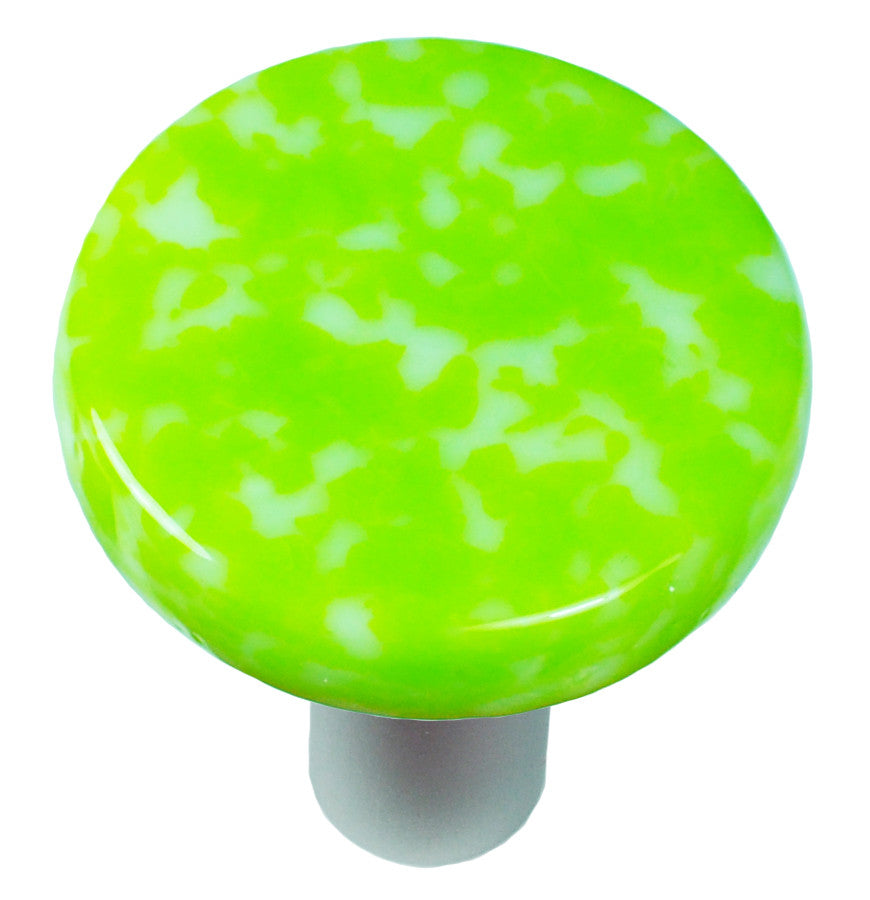 Aquila HK8052-KRB: 1-1/2" Granite Round Cabinet Knob w/Black Post - Spring Green/White