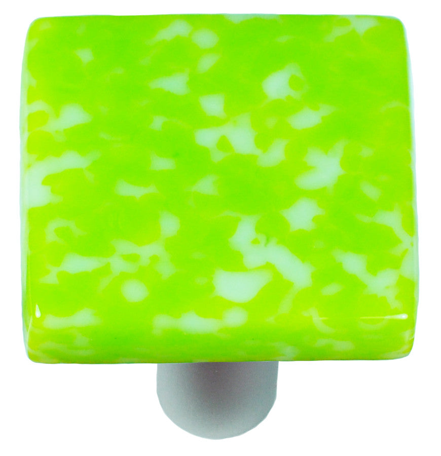 Aquila HK8052-KA: 1-1/2" Granite Square Cabinet Knob w/Aluminum Post - Spring Green/White