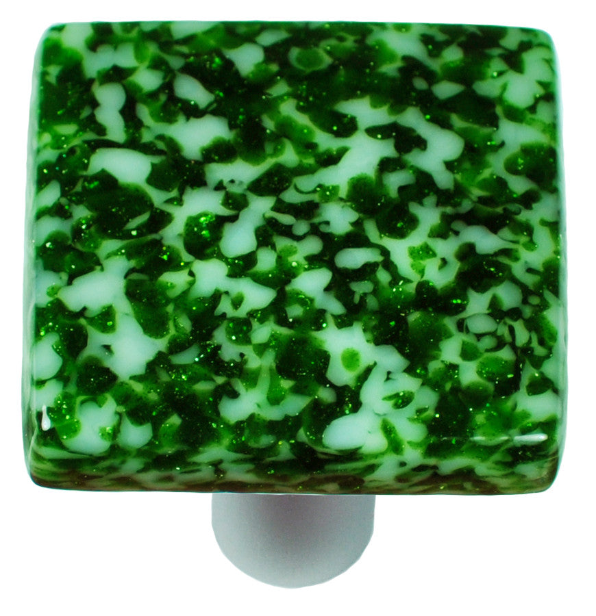 Aquila HK8053-KA: 1-1/2" Granite Square Cabinet Knob w/Aluminum Post - Light Metallic Green/White
